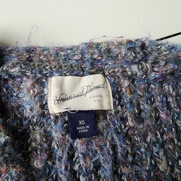 Universal Thread Gray Multicolor Open-Front Cardigan Women's Chunky Warm Wool XS - Picture 11 of 11
